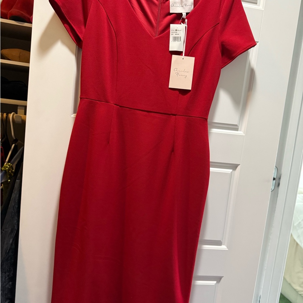 Charlies Red Sheath Mini Dress with Dolman Sleeves